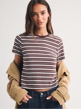 Abercrombie and Fitch NWT Mauve Stripe Polished Skimming Tee- 100% Cotton